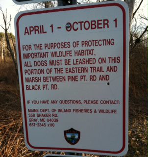 Scarborough Marsh leash law sign