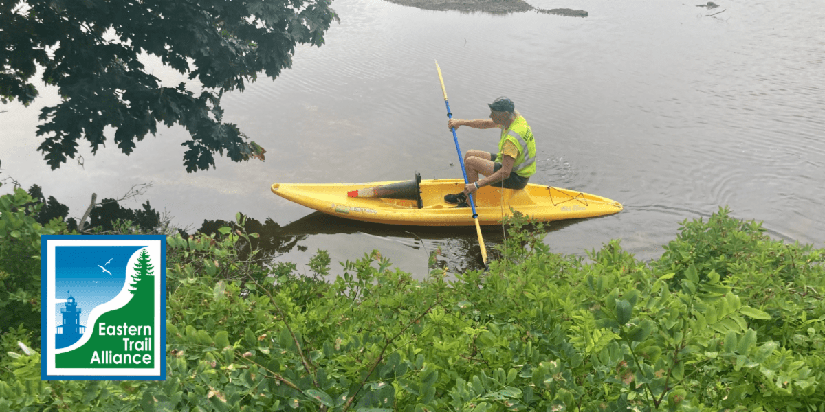 Patrick Conlon, Eastern Trail Manager in a kayak