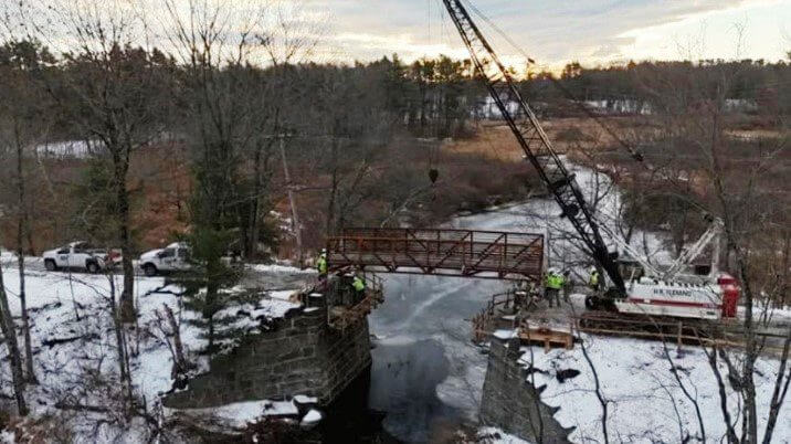 New bridge being installed on the Eastern Trail over the Nonesuchiver